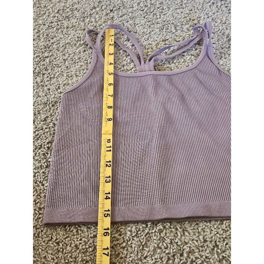 Calvin Klein Performance Ribbed Tank Top Purple Racerback Crop XS Small - Picture 4 of 5